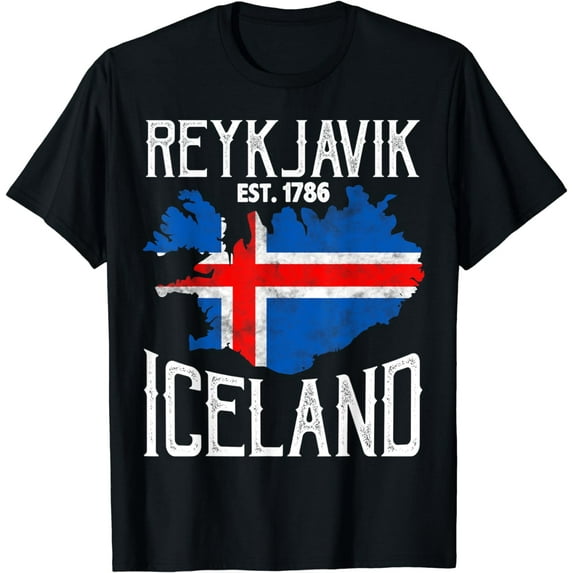 Vintage Reykjavik Iceland Flag Gift T-Shirt mens t shirt，black，women，funny，misfits，men，journey，t-shirt