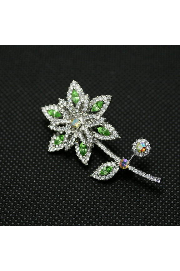 Vintage Rhinestone Daisy Flower Brooch Pin,  Crystal Flower Brooch Pin