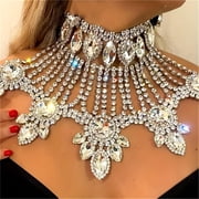 Vintage Rhinestone Statement Bib Luxury Full Of Rhinestones Multilayer Pendant Necklace