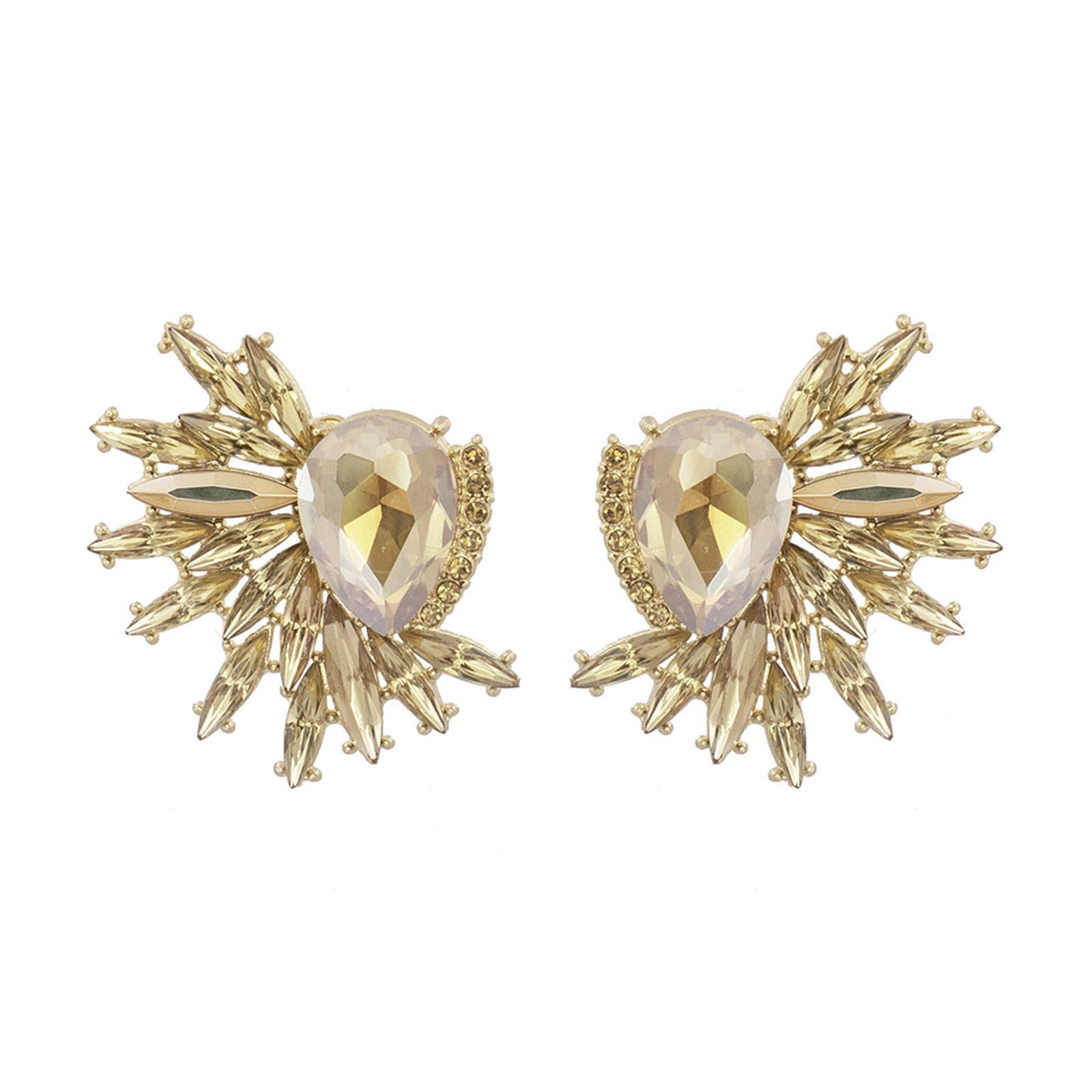 Vintage Rhinestone Statement Earrings For Women Girls Retro Fancy