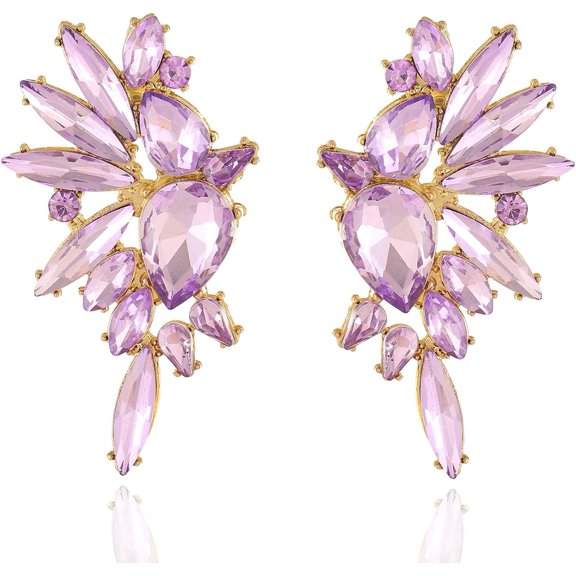 Vintage Rhinestone Statement Earrings Retro Big Cluster Crystal Drop Dangle Earrings For Women[Z3865]