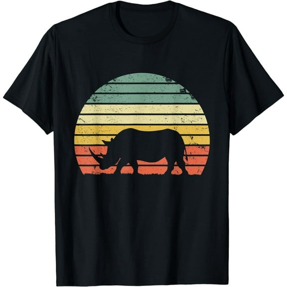 Vintage Rhino Shirt Retro Sunset Colors Silhouette TShirt