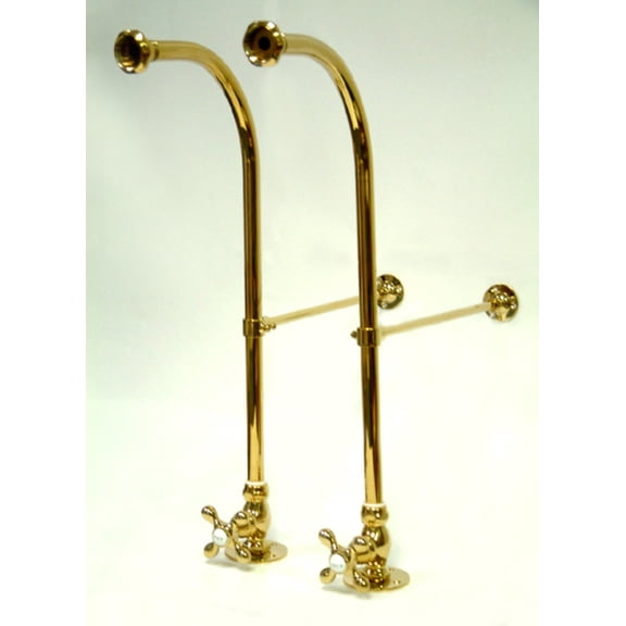 Vintage Rigid Freestand Supply with Metal Cross, Polished Brass