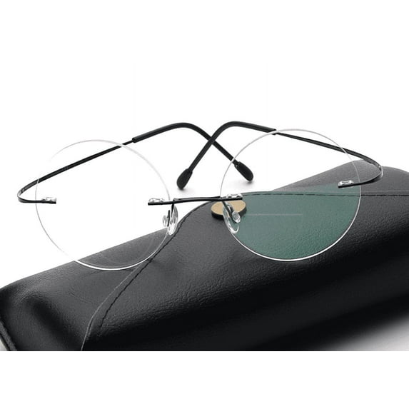 Vintage Rimless Bifocal Reading Glasses Round Flexible Mens Womens Readers Retro