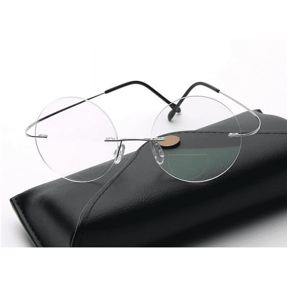 Vintage Rimless Bifocal Reading Glasses Round Flexible Mens Womens Readers Retro