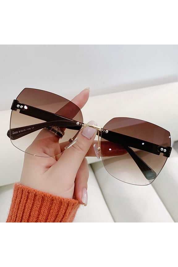 Vintage Rimless Sunglasses New Fashion Gradient Sunglasses Women Shades UV400 Frameless Sun Glasses Ladies Eyeglasses