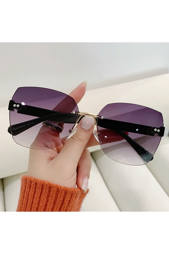Vintage Rimless Sunglasses New Fashion Gradient Sunglasses Women Shades UV400 Frameless Sun Glasses Ladies Eyeglasses