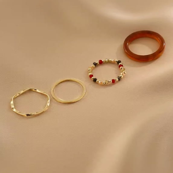 Vintage Ring Combination Set 4-piece Women's Exquisite Tail Ring Fashion Index Finger Ring