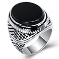 thumbnail image 1 of Mens Vintage Geometric Ring Alloy Electroplated With Black Artificial Gemstones European American Design Style Trend, 1 of 5