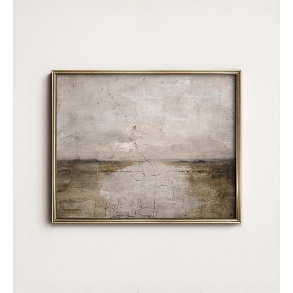 Vintage River Print Moody Foggy Marsh Landscape Wall Art Vintage Landscape Rustic European Wall Art Poster Decor, UNFRAMED Size 16x16