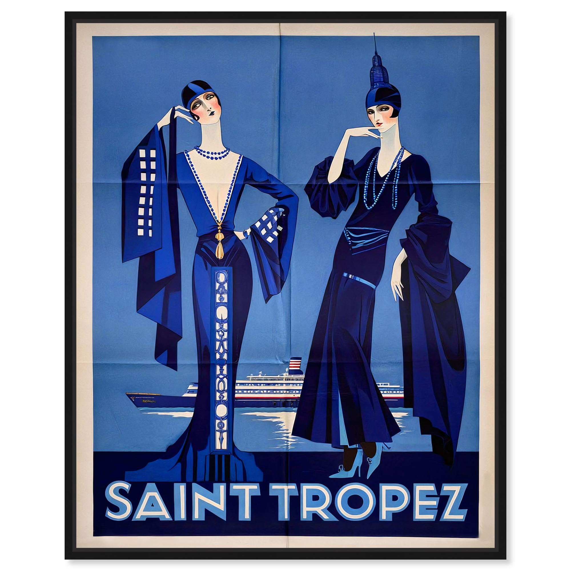 Vintage Riviera Vogue Canvas Print Retro Fashion Decor by Art