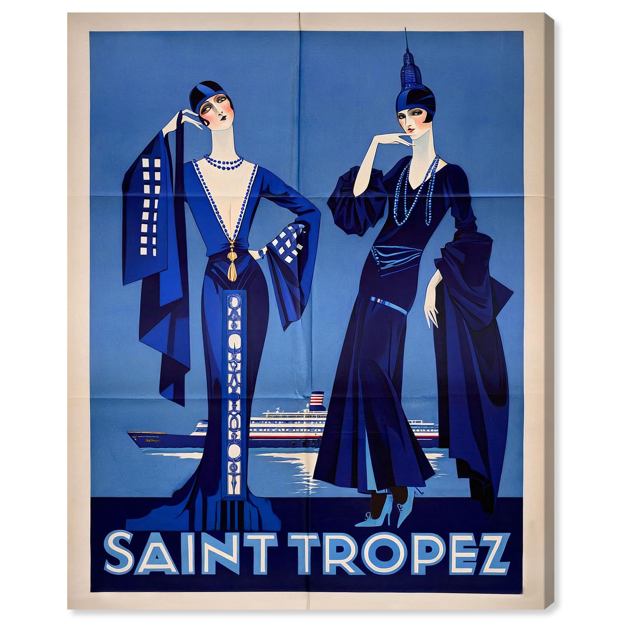 Vintage Riviera Vogue Canvas Print Retro Fashion Decor by Art