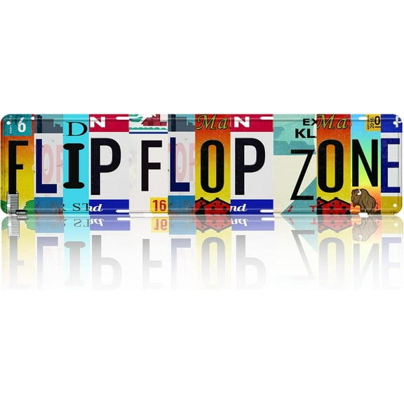 Vintage Road Tin Sign Retro Metal Flip Flop Zone Street Signs for Cool Stuff Stylish Wall Art Decor Gift for Home Bathroom Kitchen Fence and Gothic Wall Decor in Every Room 16x4 in
