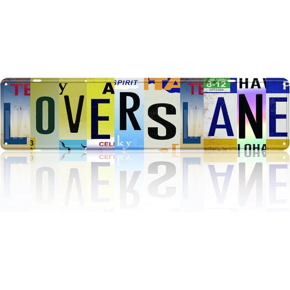 Vintage Road Tin Sign Retro Metal Lovers Lane Street Signs for Cool Stuff Stylish Wall Art Decorfor Home Bathroom Kitchen Fence 16x4 in