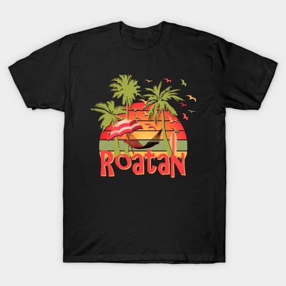 Vintage Roatan Honduras Retro Tropical Vacation Souvenir Graphic, H10117 T-Shirt, for Men and Women, Up to Size 5XL