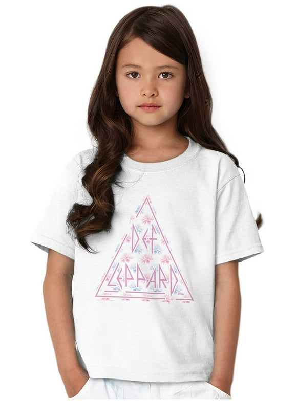 Vintage Rock Band Def Leppard Flowers Graphic T-Shirt For Girls Teen Brisco Brands
