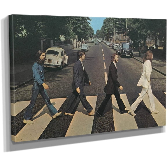 Vintage Rock Band Inspired Canvas Wall Art, Retro Musicians Street Crossing Print, Handmade Home Dcor  Various Sizes (24in x 18in Gallery Wrapped)