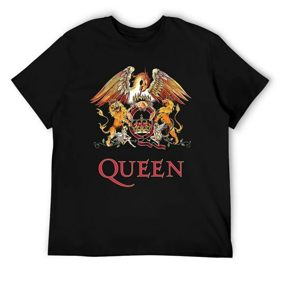 Vintage Rock Band Logo Print T-Shirt, Classic Crest Design Breathable Cotton Tee for Music Fans, Men & Women Black-style 4XL