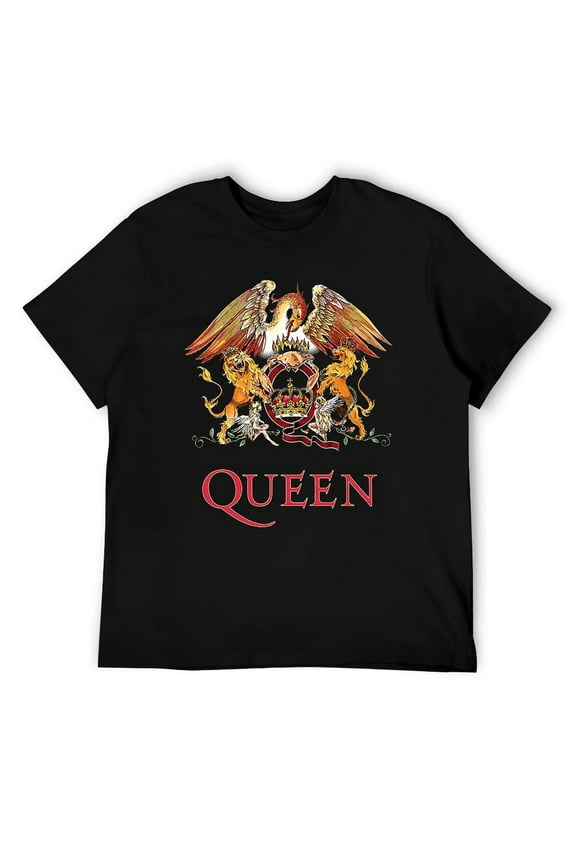 Vintage Rock Band Logo Print T-Shirt, Classic Crest Design Breathable Cotton Tee for Music Fans, Men & Women Black-style 6XL