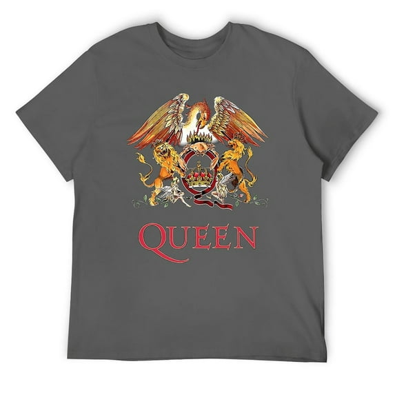Vintage Rock Band Logo Print T-Shirt, Classic Crest Design Breathable Cotton Tee for Music Fans, Men & Women Dark Gray-style L