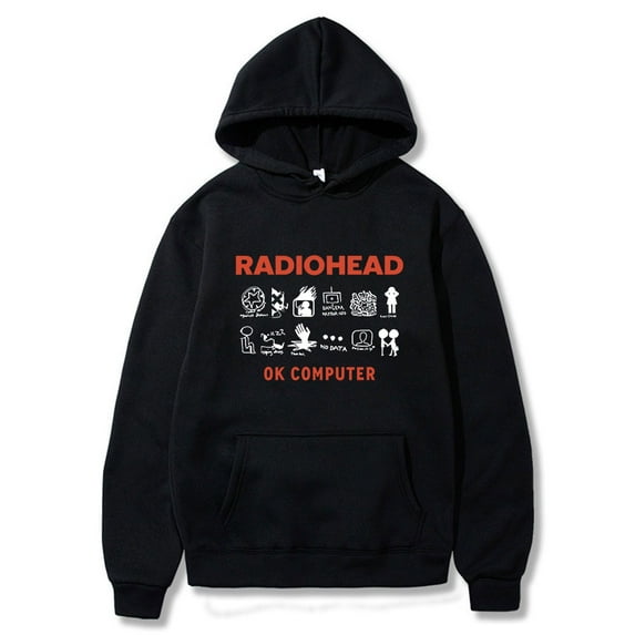Vintage Rock Band Radiohead Hoodie - Hip Hop Style with Music Album Prints, Harajuku Streetwear Oversize Hoodie for Teens