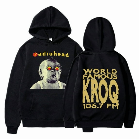 Vintage Rock Band Radiohead Hoodie - Hip Hop Style with Music Album Prints, Harajuku Streetwear Oversize Hoodie for Teens