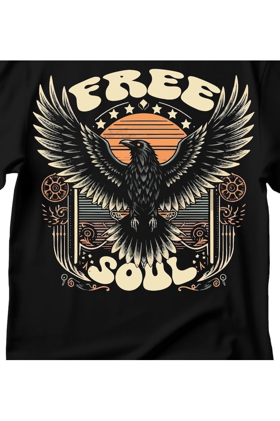 Vintage Rock Music Style Freedom Bird Tshirt, Free Soul Retro Eagle Graphic Tee, Classic Rock Aesthetic Unisex Cotton T-Shirt, Size S-5XL