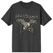 Vintage Rock N Roll Americana Eagle Crew Neck Short Sleeve Charcoal Heather Men's T-shirt-3XL