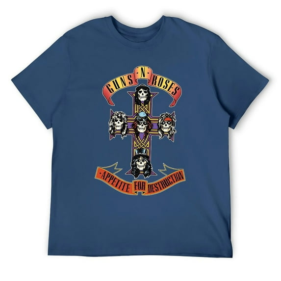 Vintage Rock Skull Tee, 80s Hard Rock Graphic T-Shirt, Retro Band Inspired Apparel Navy-style M