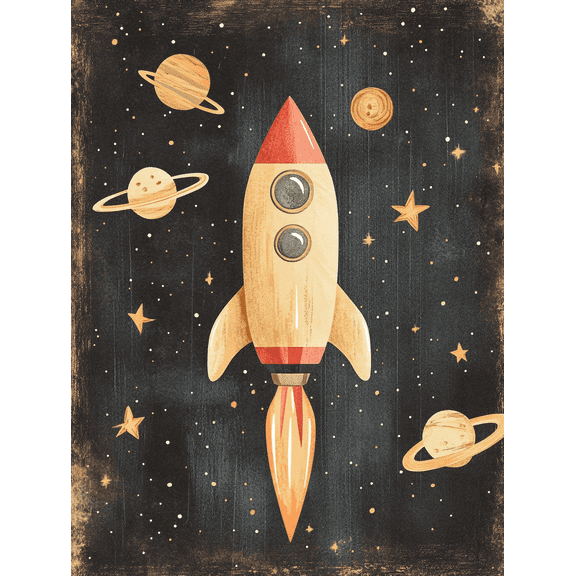 Vintage Rocket Ship Canvas Wall Art Perfect for Living Room Bedroom Office Kitchen and Hallway Decor