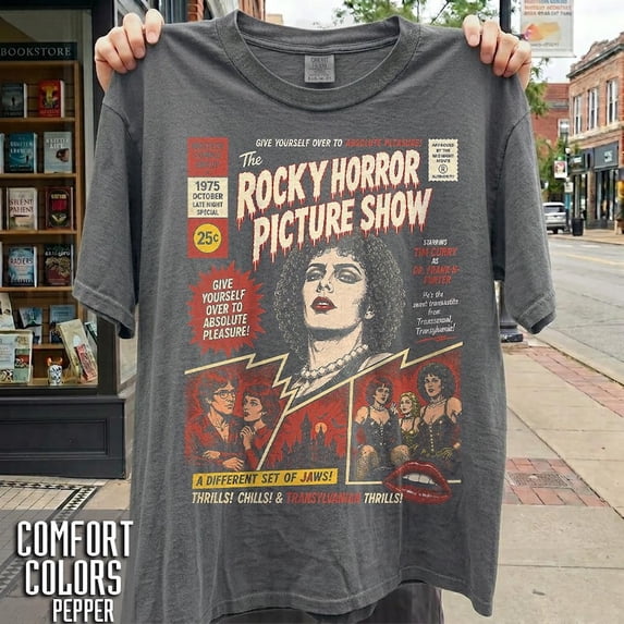 Vintage Rocky Horror Picture Show Comic Shirt, Halloween Graphic Tee, Retro 70s Cult Movie T-Shirt, Comfort Colors Curry