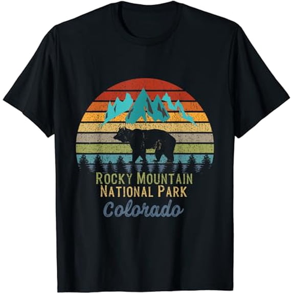 Vintage Rocky Mountain National Park Colorado Retro Sunset T-Shirt