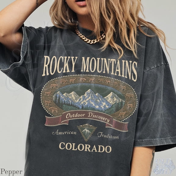 Vintage Rocky Mountains Colorado T-Shirt, Outdoor Discovery Graphic Tee, 90s Mountain Hiking Shirt, Unisex Cotton T-Shirt, Sizes S-3XL