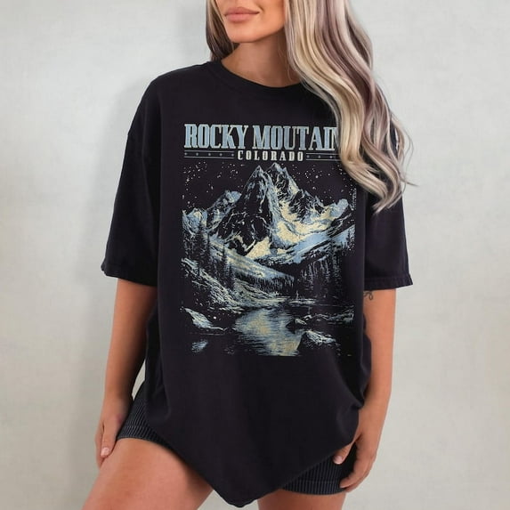 Vintage Rocky Mountains T-Shirt - Colorado Nature Graphic Tee - Vintage Inspired T-Shirt