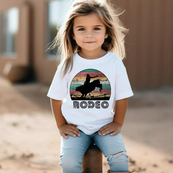 Vintage Rodeo Bull Riding Kids Tee Shirt, Toddler Western Rodeo Tee, Loves Rodeo'S, Bull Ride Tee, Boy Or Girl White Tee TODDLER SHORT SLEEVE TEE BELLA CANVAS 3001T