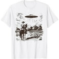 thumbnail image 1 of Vintage Rodeo Cowboy Western Country Spaceship UFO Alien T-Shirt Tops Tee, 1 of 4