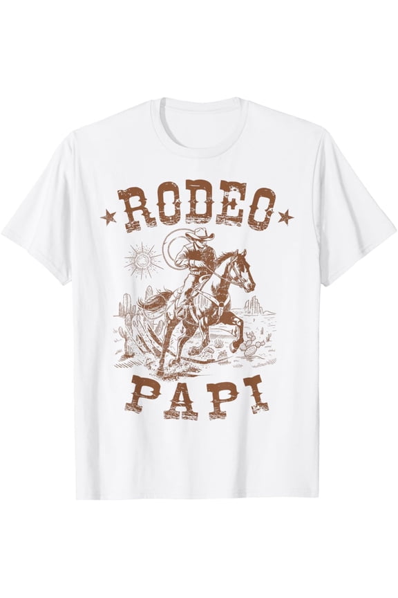 Vintage Rodeo Papi Western Cowboy Family Matching Father's Day T-Shirt S-5XL Trending Birrthday Tee Gifts Vintage Tee -Birthday Gifts