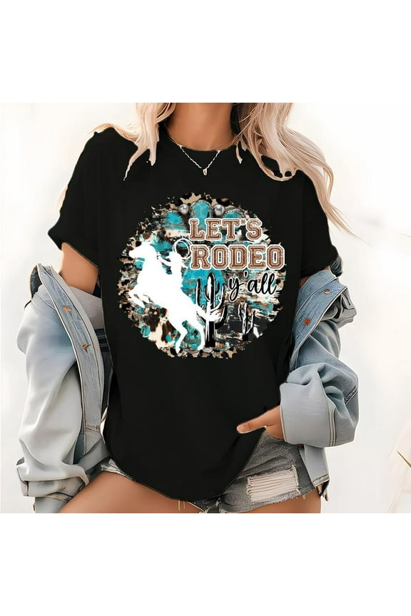 Vintage Graphic Tee – Rodeo 'Y’all Ready' Women’s Cotton LoverTops, Size(S-5XL)