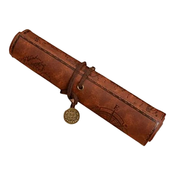 Vintage Roll Up Pencil Case Creative Map Matte Smooth Cover Pencil Pouch Art Makeup Cosmetic Pouch