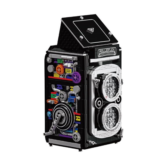 Vintage Rolleiflex Camera Building Block Set, 1000+ PCS Retro Mechanical SLR Camera Model with Gears, 14+ Ages STEM Toys for Adults, Hobbyists and Photographers
