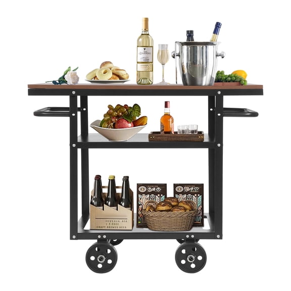 Vintage Rolling Bar Cart on Wheels Industrial Mobile Serving Cart 3 Tier Kitchen Storage Cart with 2 Side Handle for Kitchen Bar Office Coffee House