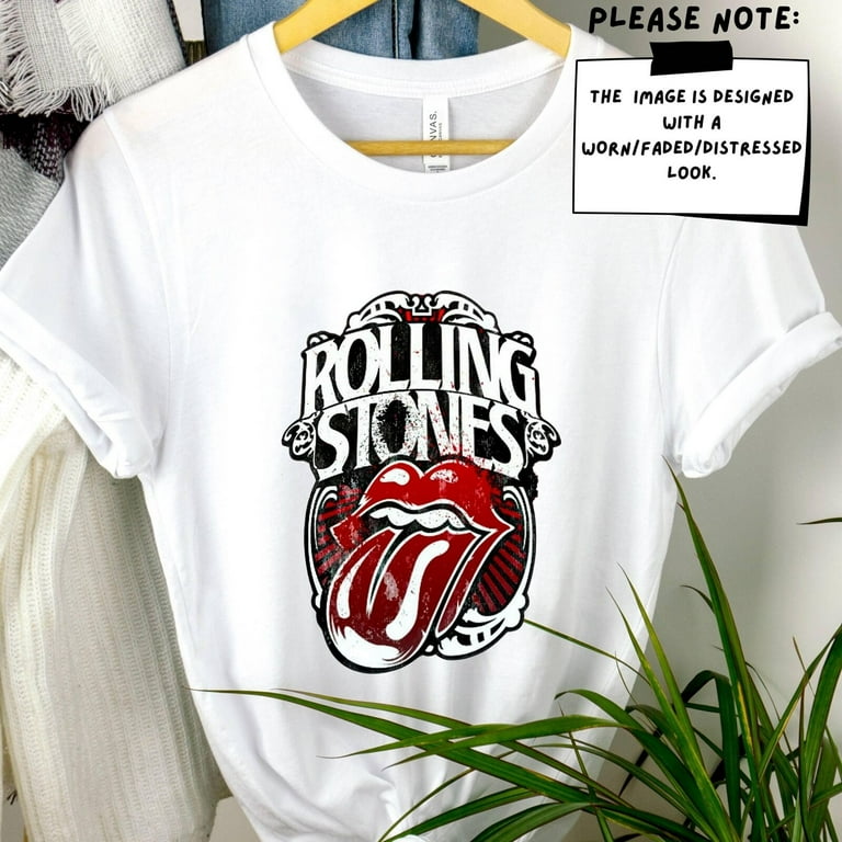 Vintage Rolling Stones Tee Distressed Image Classic Band Logo Shirt for Music Walmart