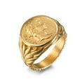 Vintage Roman Caesar Rings 14K Yellow Gold Statement Thumb Middle