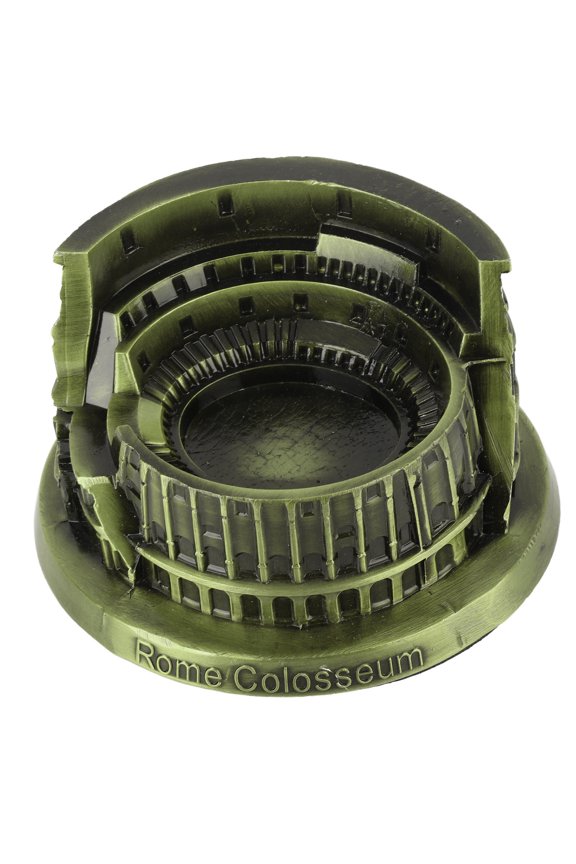 Vintage Roman Colosseum Metal Miniature Statue Architectural Model for Home Office Desktop Decor, Ancient Rome Craft Ornament (5.1 inches / 13.0 cm)