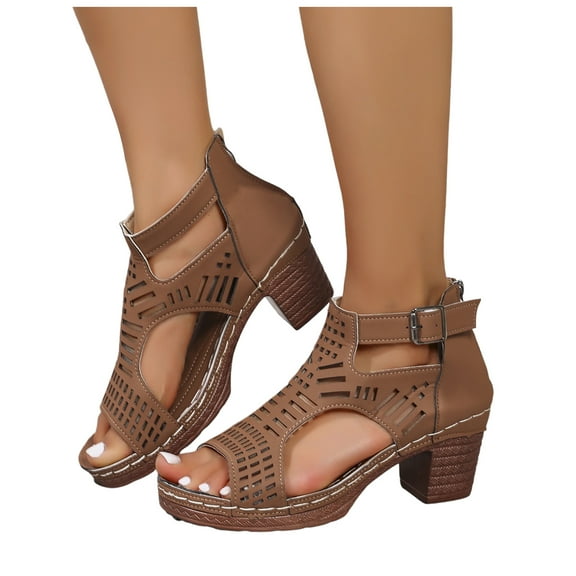 Vintage Roman Dress Sandals for Women 2025 Hollow out Peep Toe Platform Chunky High Heel Summer Ankle Booties