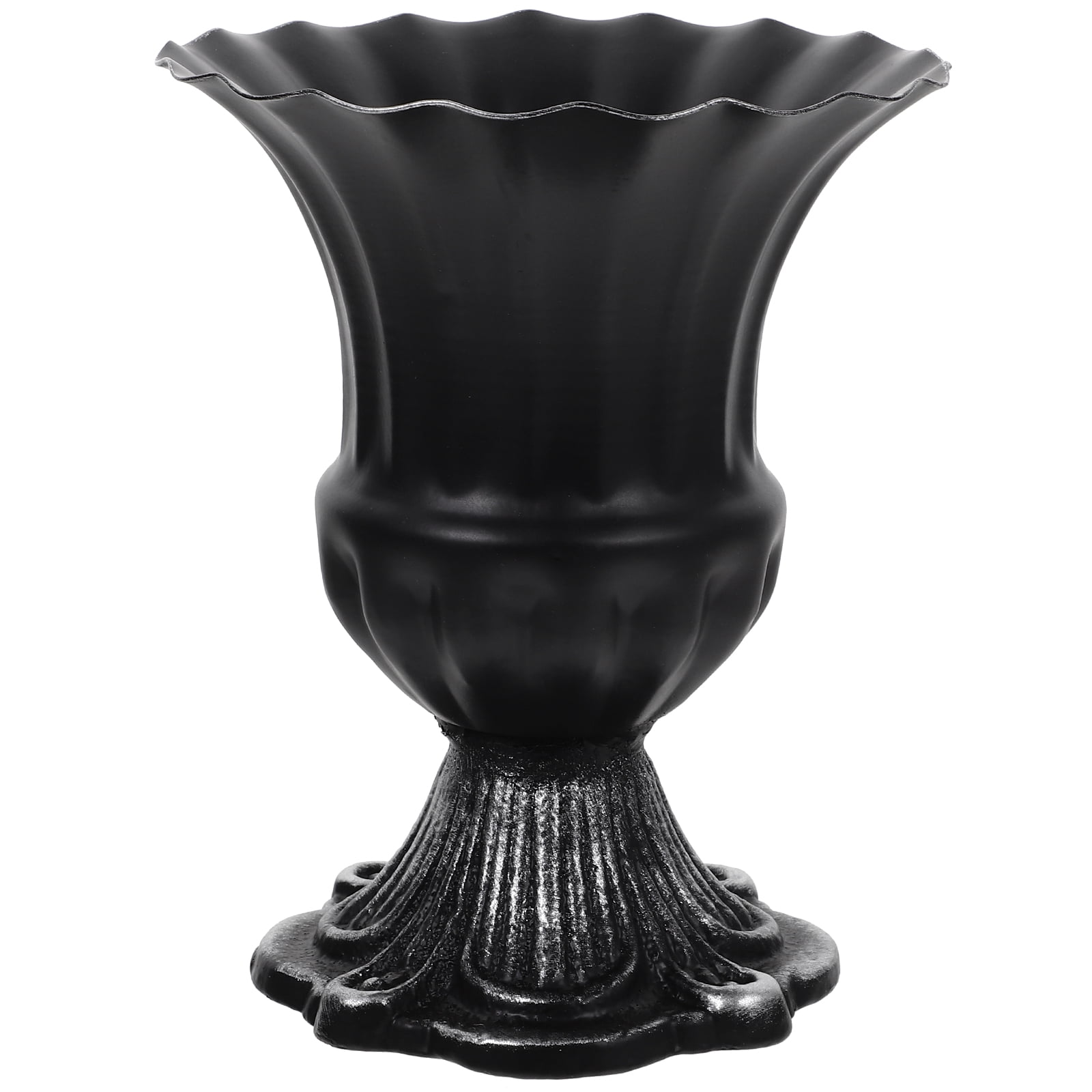 Vintage Roman Style Black Metal Urn Planter for Indoor/Outdoor Decor