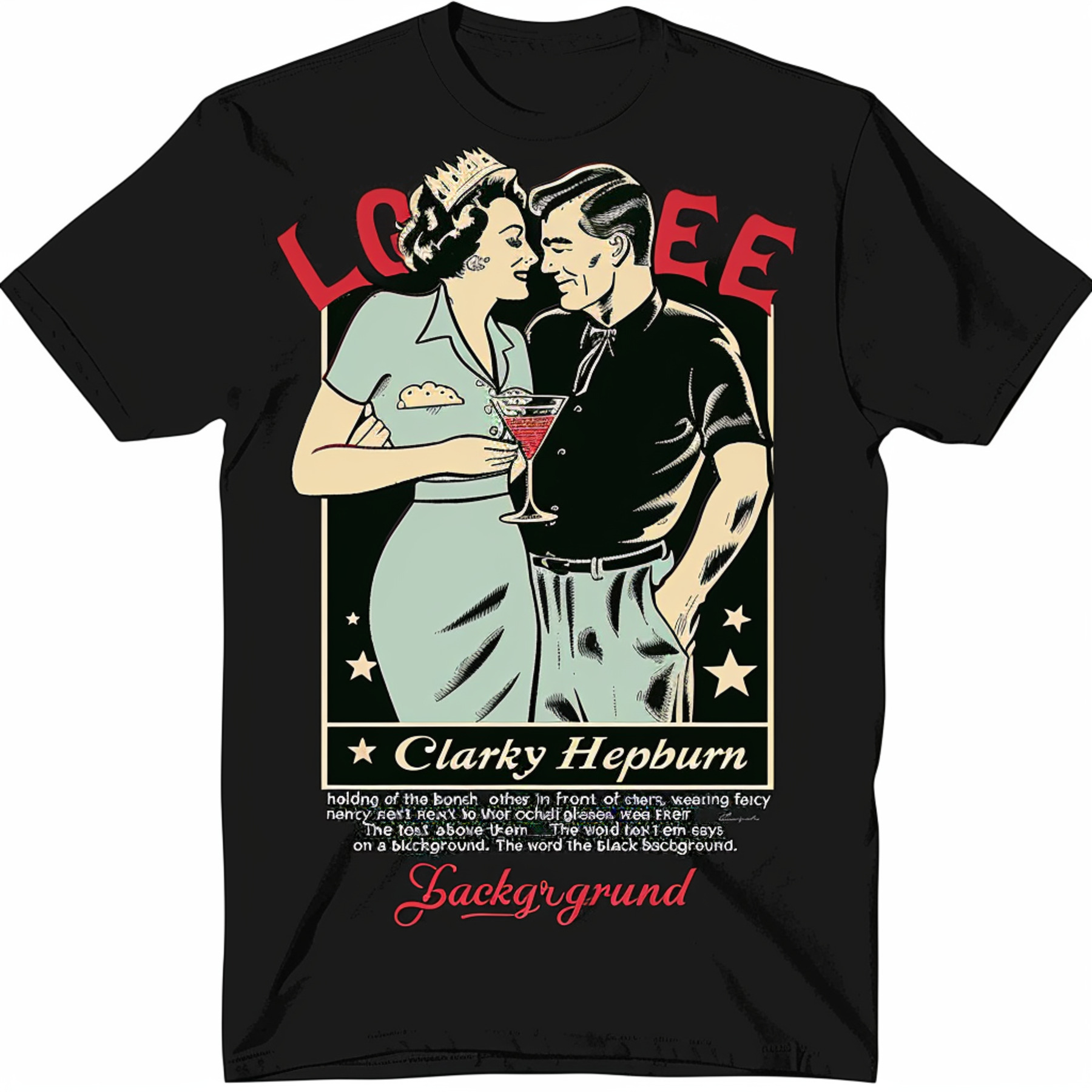 Vintage Romance on Black Tee Cake Band Eagle' Design Clark