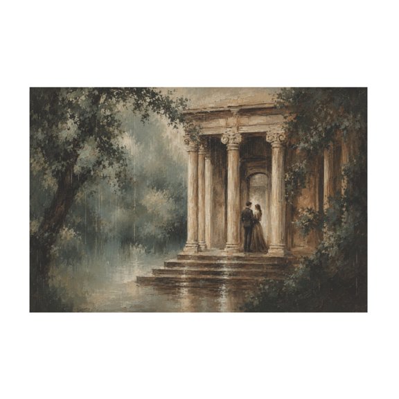 Vintage Romantic Temple Scene Canvas Wall Art Print Pride and Prejudice Inspired Cottagecore Decor For Living Room 12*18in