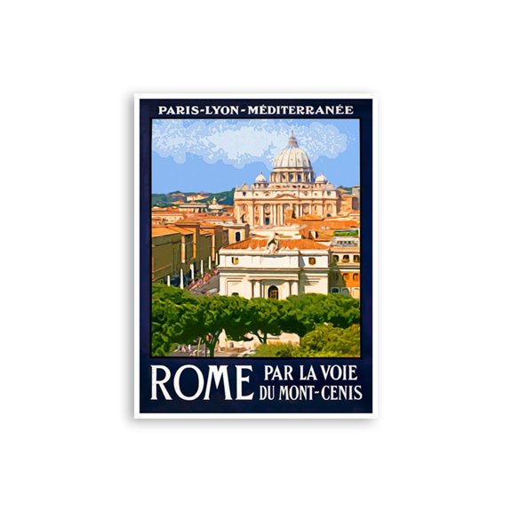 Vintage Rome Art Italy Travel Poster, Retro Italian Hanging Wall Decor, Poster Only