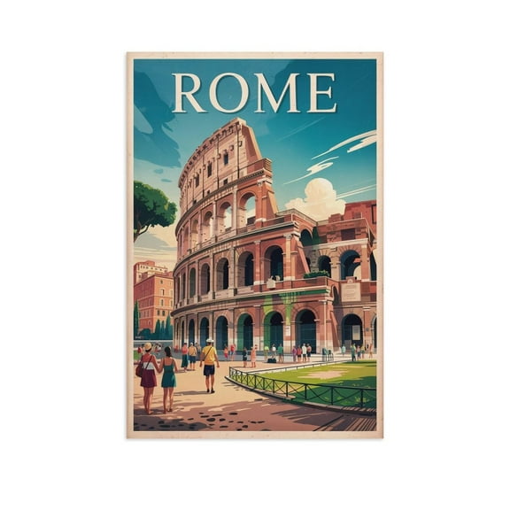 Vintage Rome Travel Poster Classic Italian City Tourism Wall Art Print Print Poster